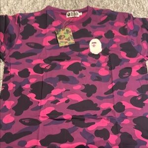 Pink and Purple Camouflage A Bathing Ape T-Shirt size large and brand new.